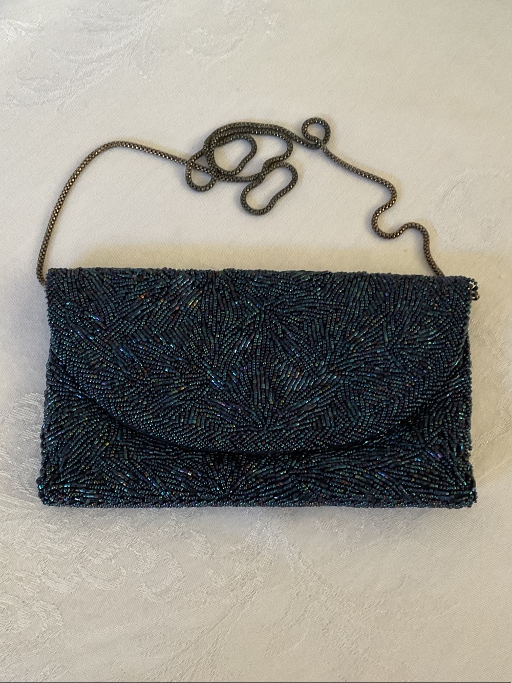 Vintage Walborg Iridescent Black Beaded Evening Clutch